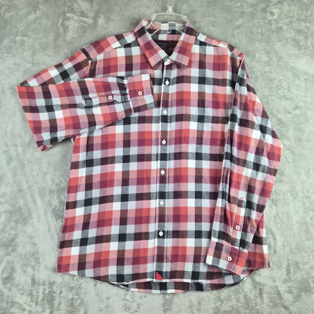 UNTUCKit Plaid Shirt Mens XL Flannel Pink Gray Black Long Sleeve Checkered